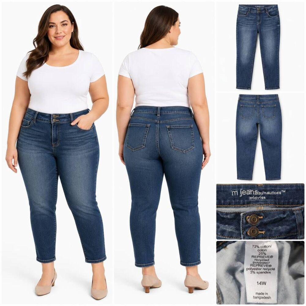 Maurices 14W Mid Rise Double Button Ankle Jeans